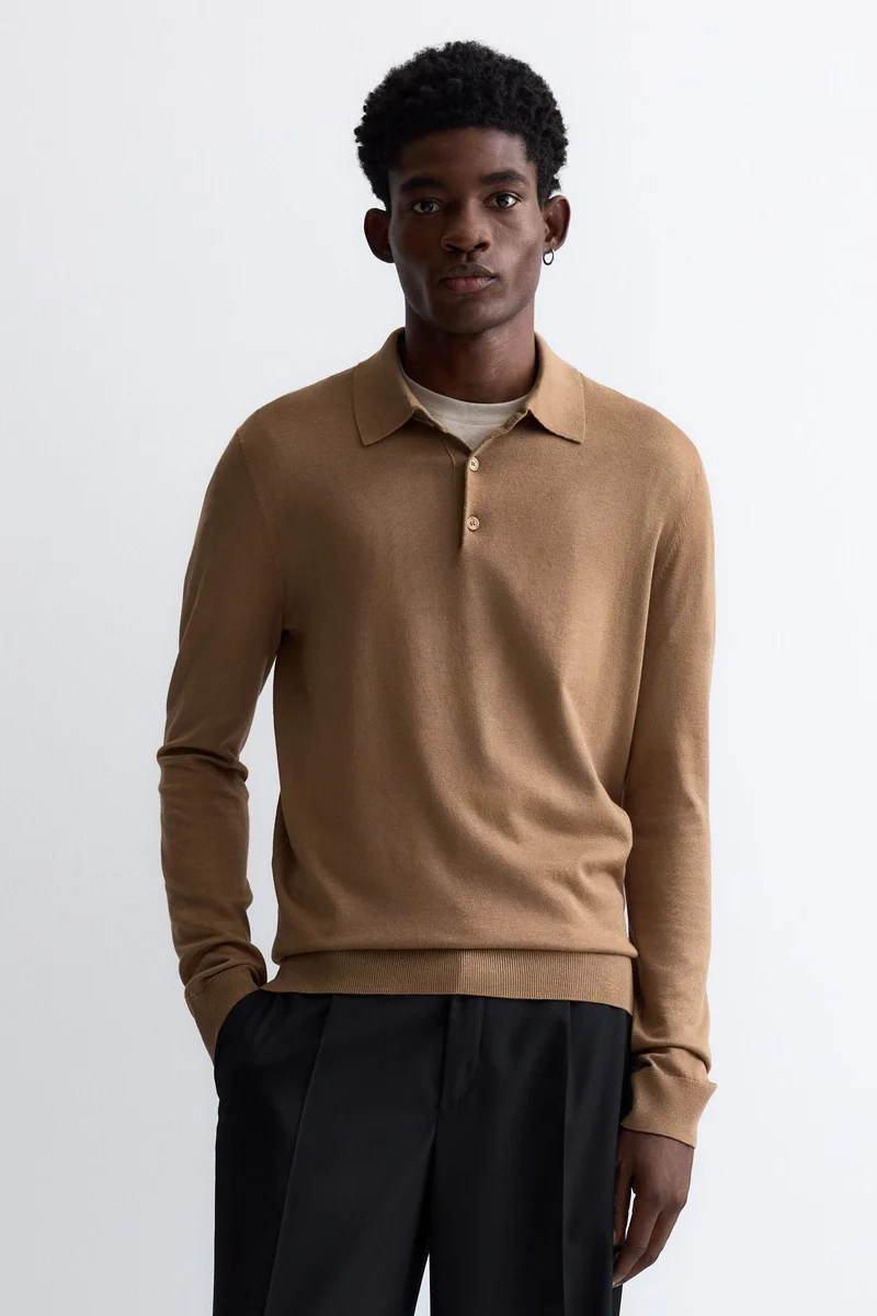 H&M Regular Fit Fine-knit polo shirt
